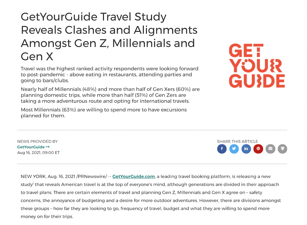 GetYourGuide press release