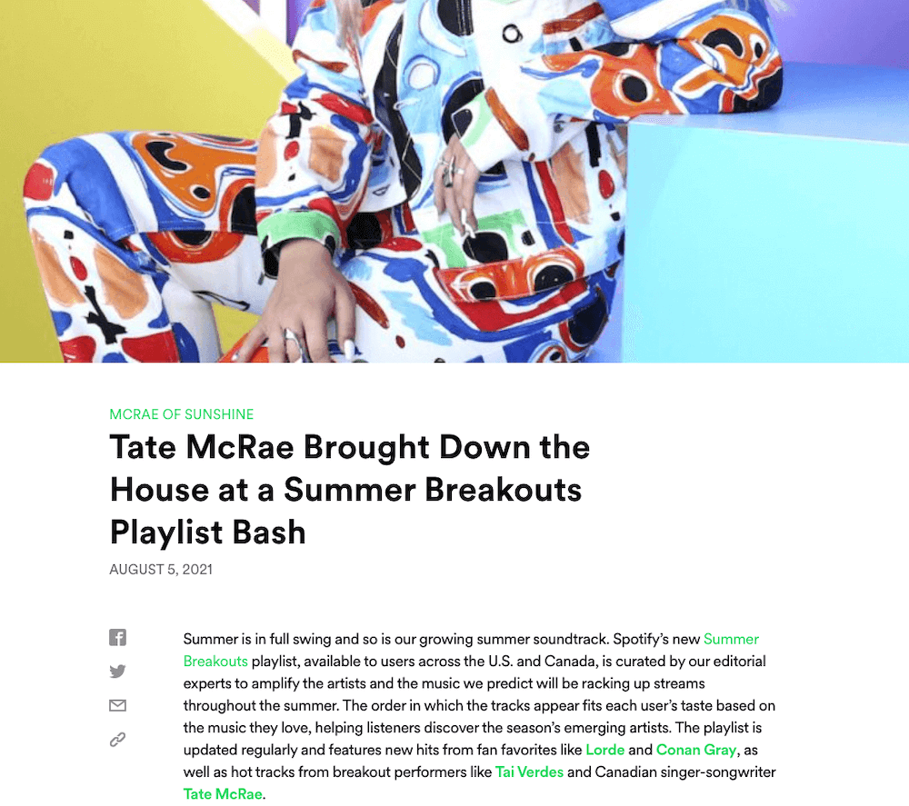 Spotify press release