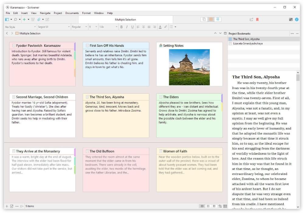 Scrivener software for writing a book