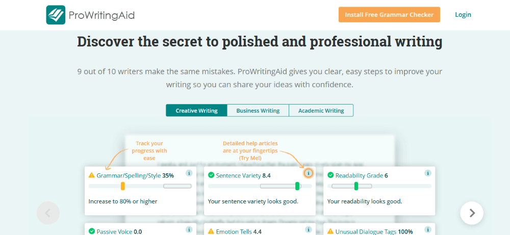 ProWritingAid software for writing a book