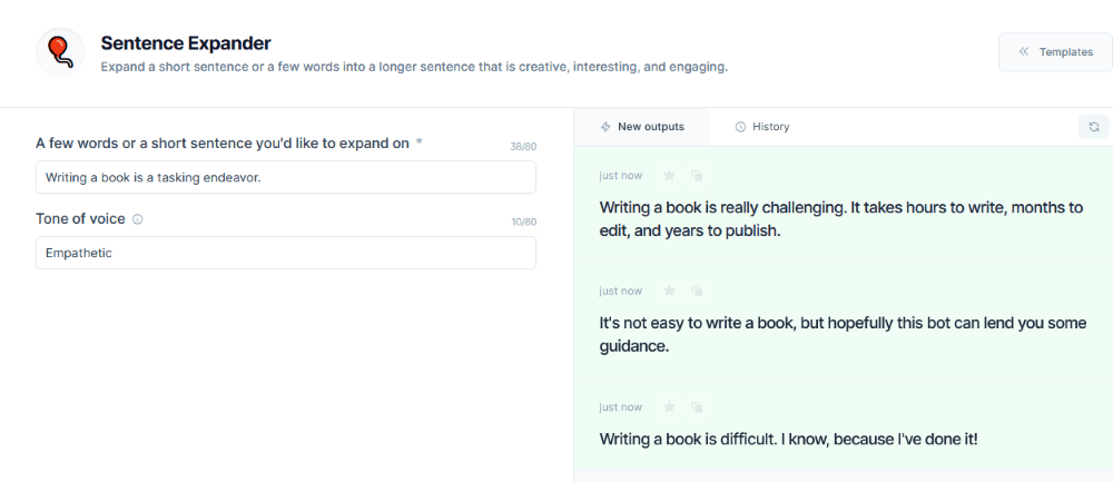 Jarvis Sentence Expander Template - software for writing a book