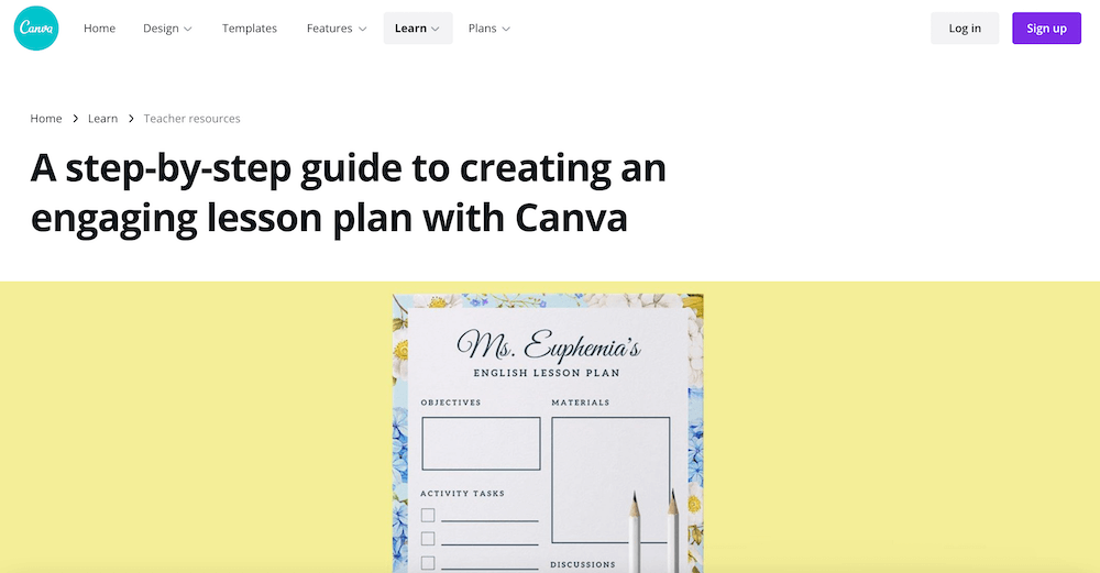 Canva long-form content example