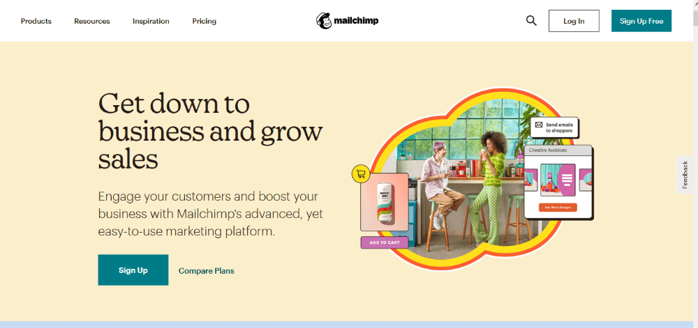 Mailchimp writing copy for websites example