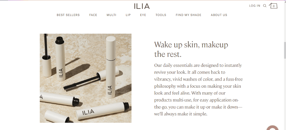 Ilia - writing copy for websites examples
