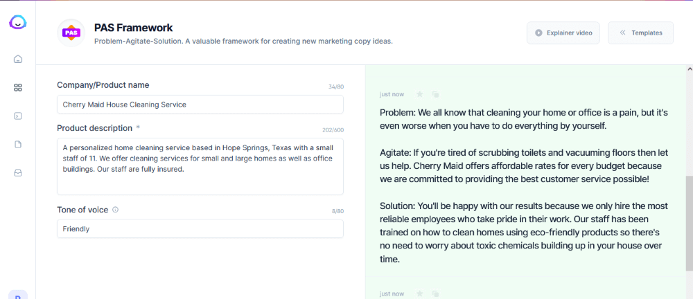 Jarvis PAS template - writing copy for websites