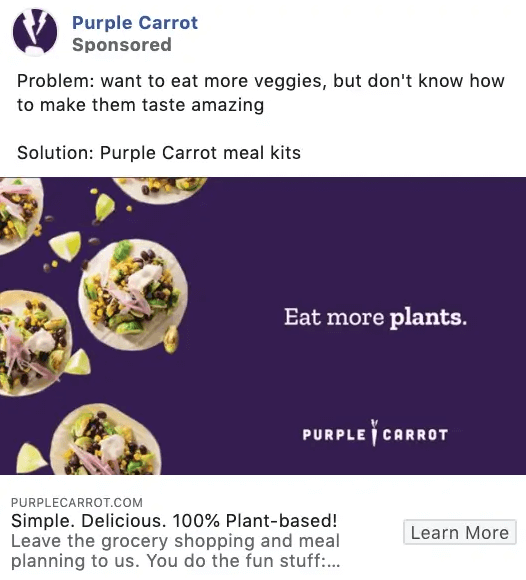 Purple Carrot Facebook Ad