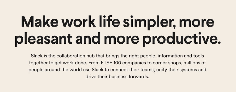 slack company bio example