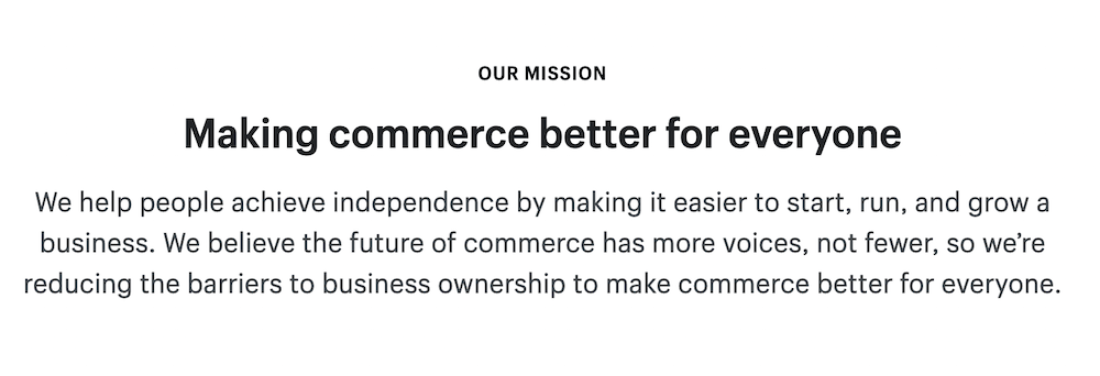 shopify company bio example