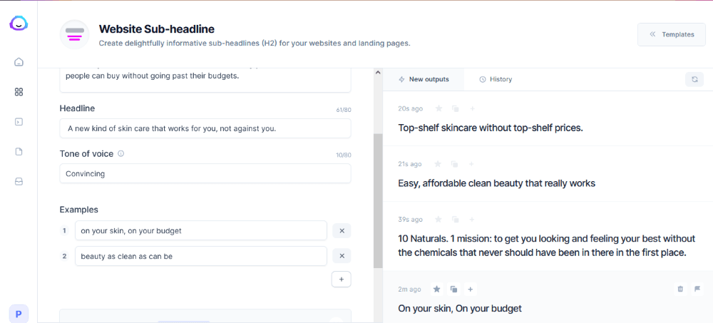 Jarvis Website sub-heading template - how to write a tagline