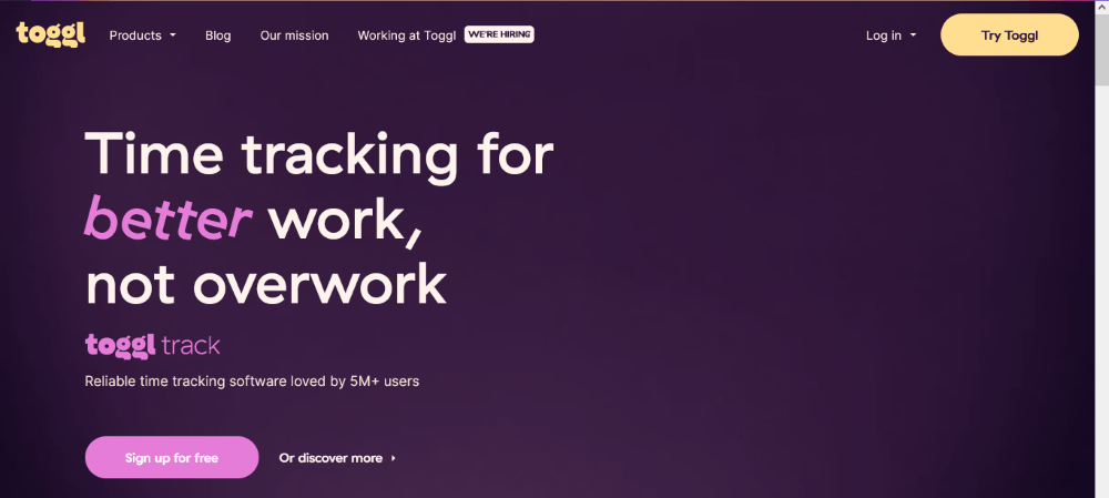 Toggl tagline example - how to write a tagline