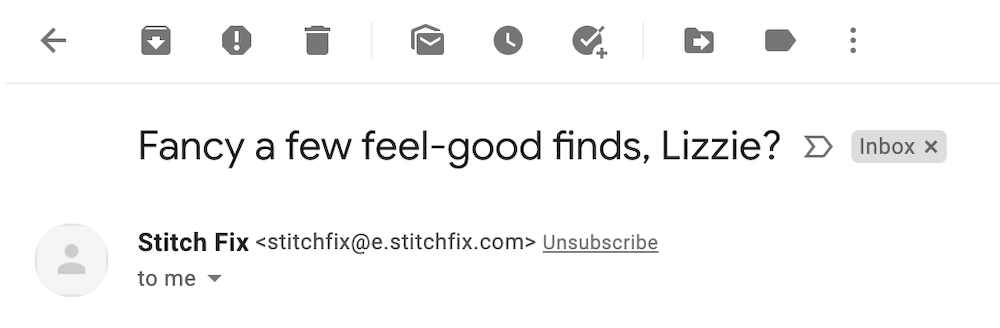 Stitch Fix subject line example