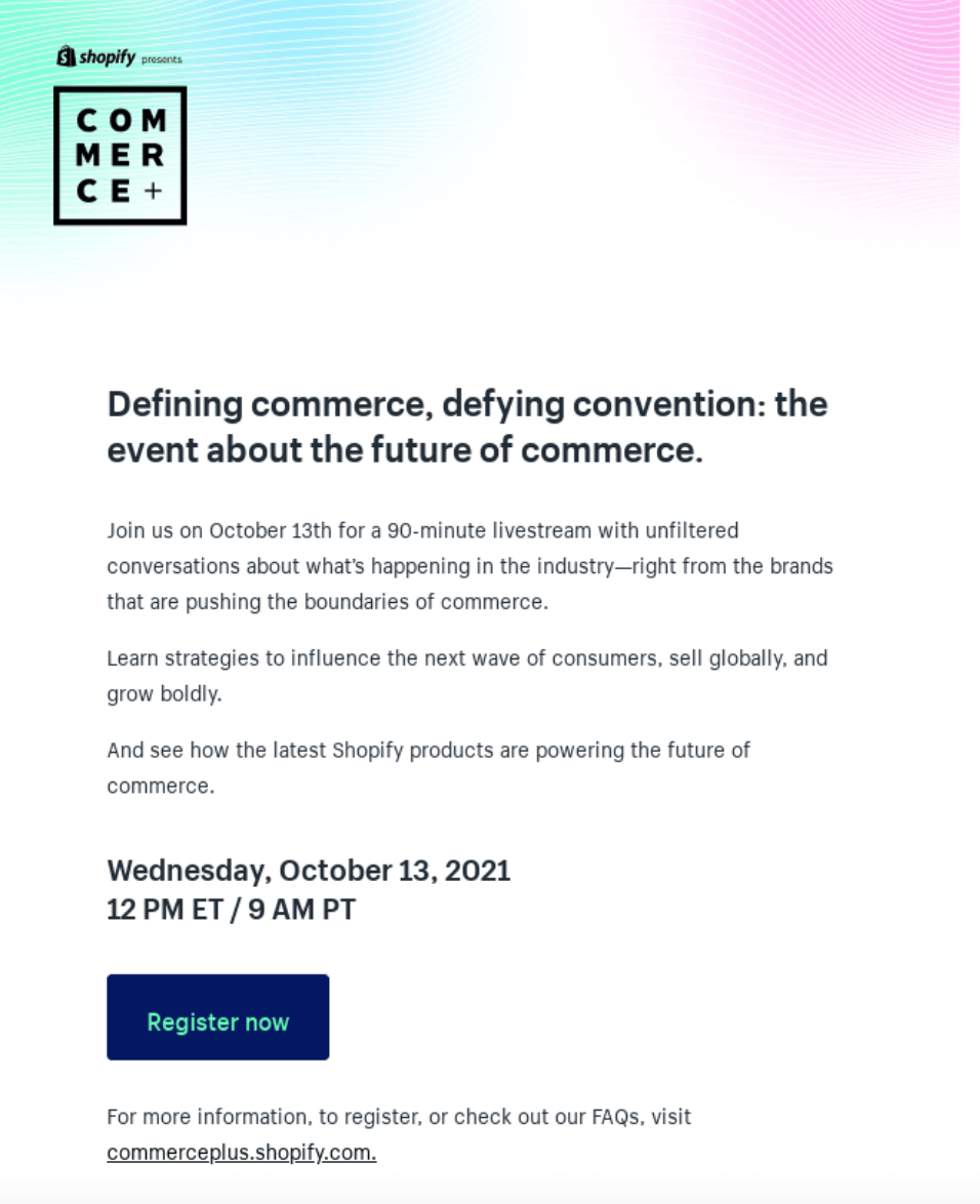 Shopify email marketing example