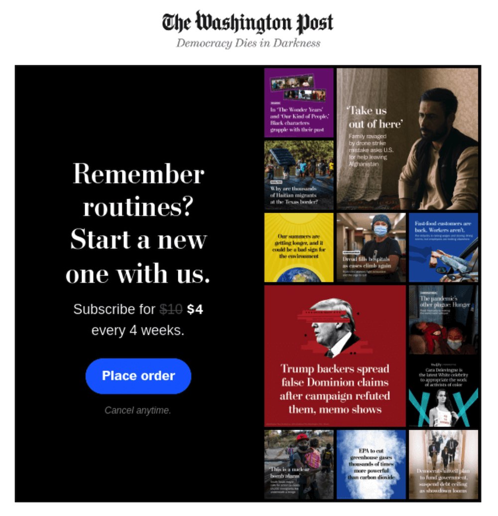 Washington Post email marketing example