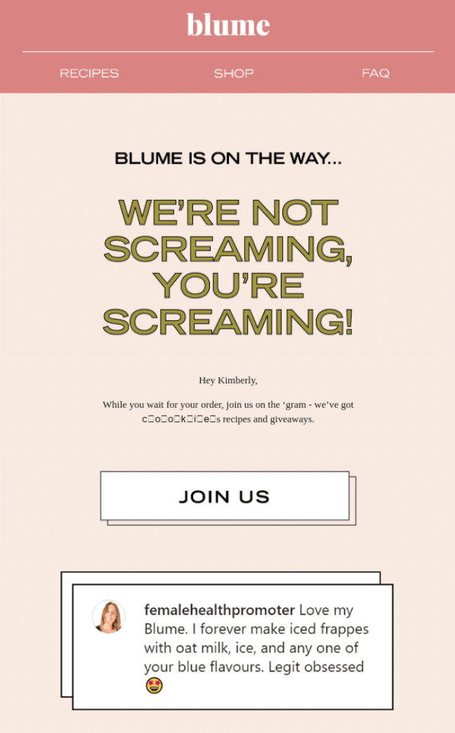 Blume email marketing example