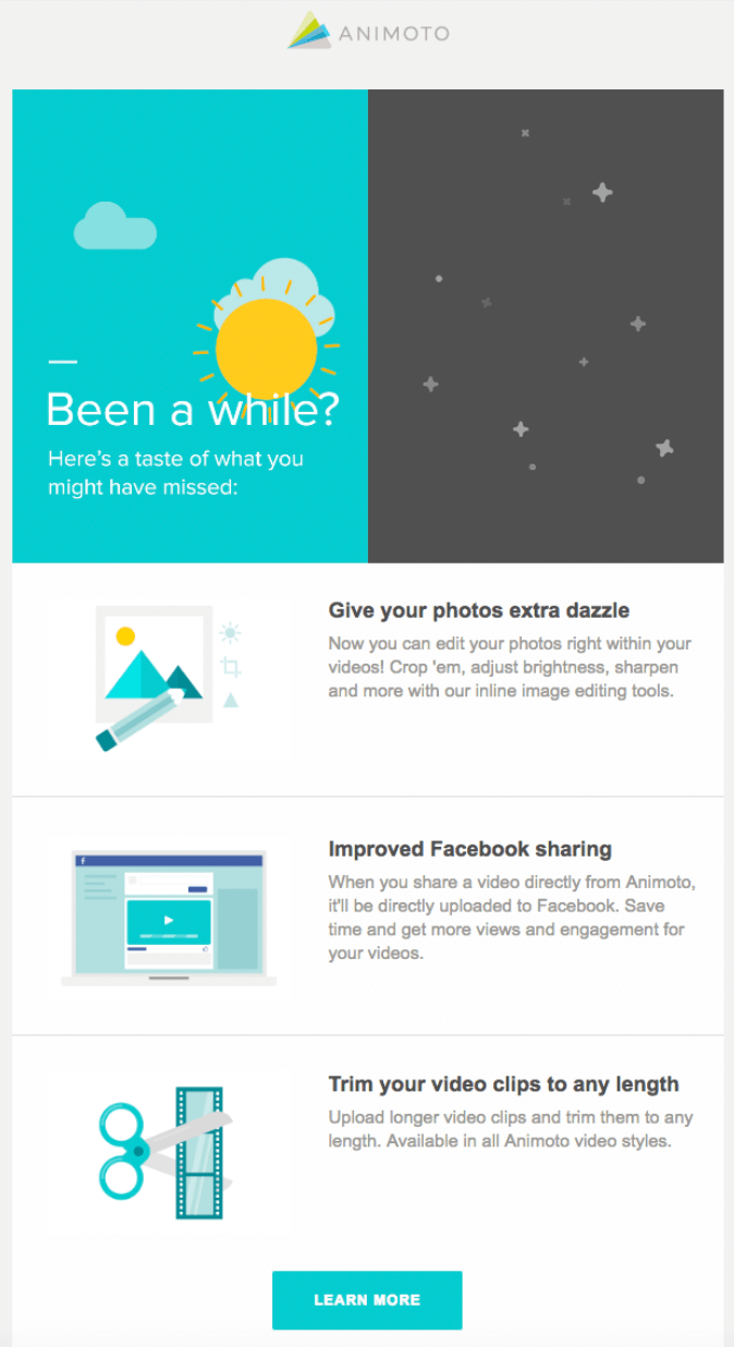 Animoto marketing email example