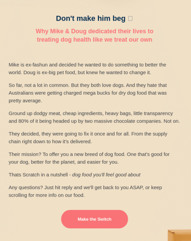 Scratch email marketing example