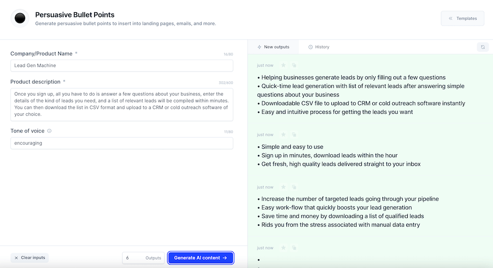Jarvis bullet point template for LinkedIn