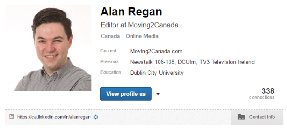 Vanity URL example on LinkedIn