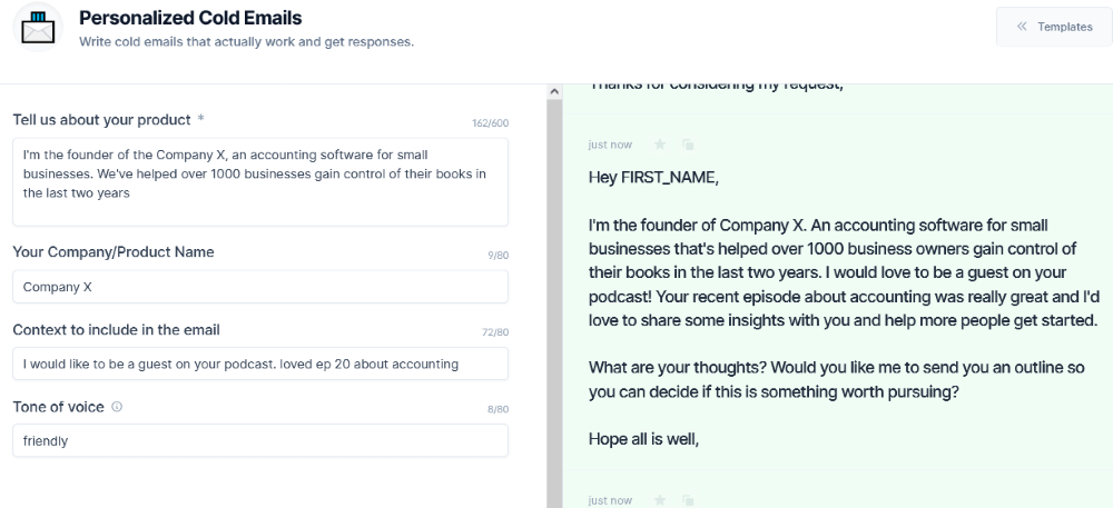 Jarvis Personalized cold email template