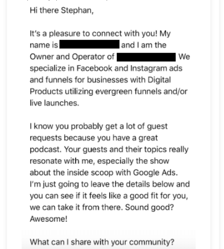 Stephan Spencer - How to Pitch a Podcast Pitch Example