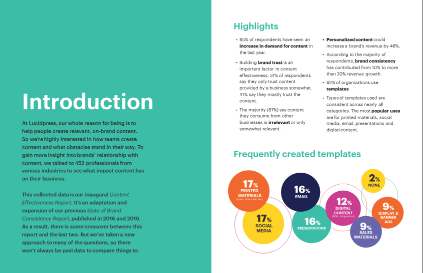 Infographics in LucidPress brochure - how to write a brochure