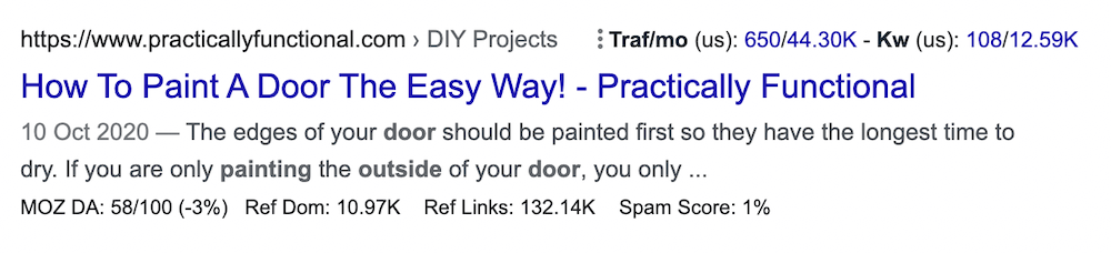 Practically Functional SEO title example