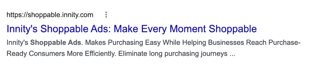 Innity SEO title example