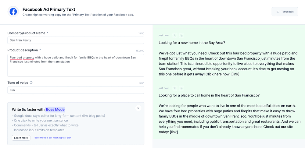 jarvis facebook ad template