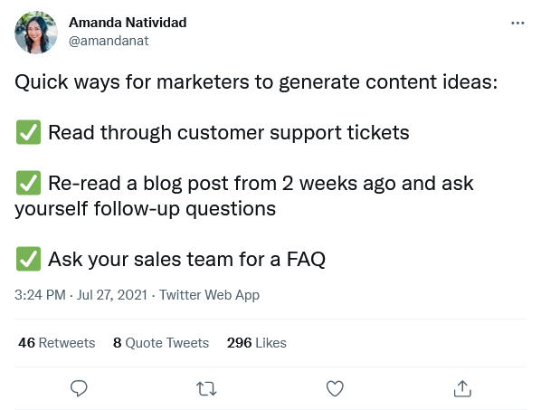 Amanda Natividad tweet - what makes a good writer