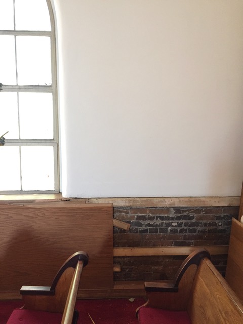 Wainscoting and brick