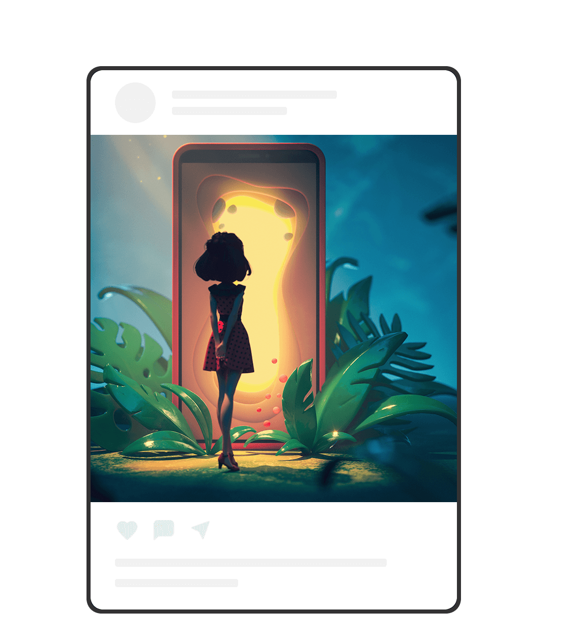 Social media post with mobile gaming advertisement