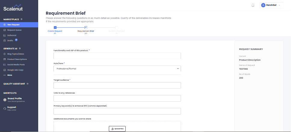 Simple form to request the content