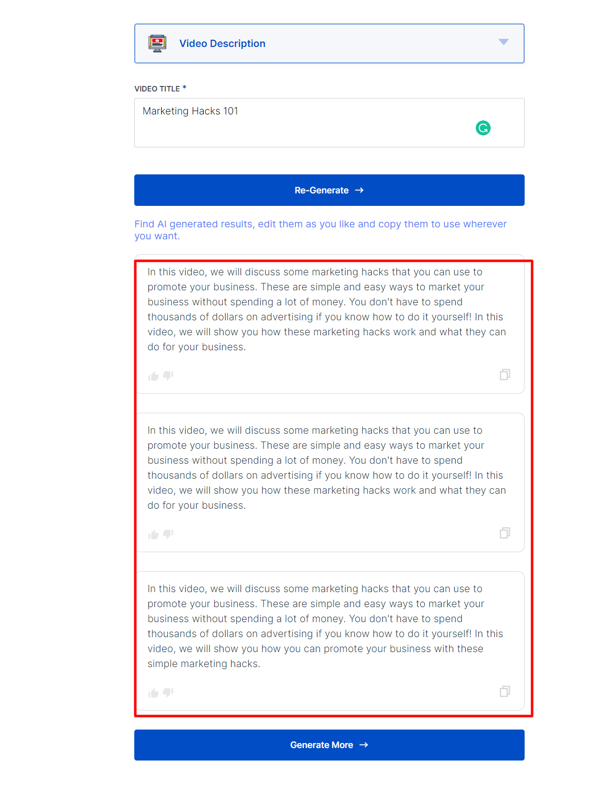 Create video description