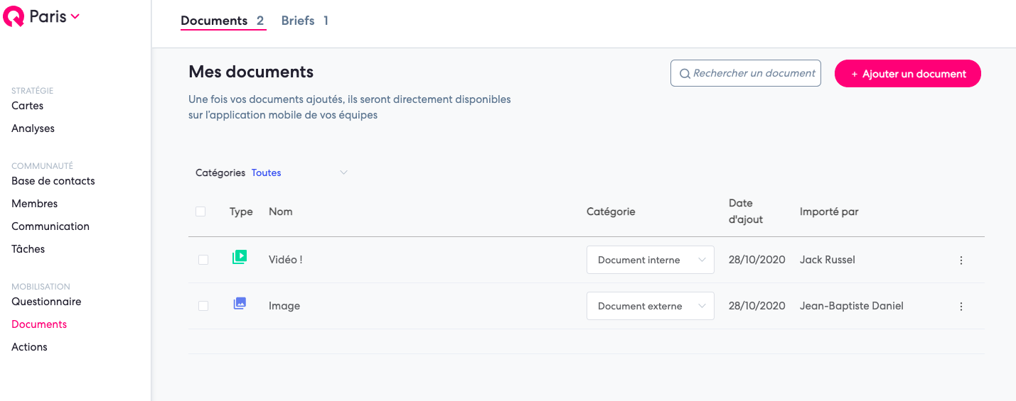 partager documents nouveauté qomon app mobile