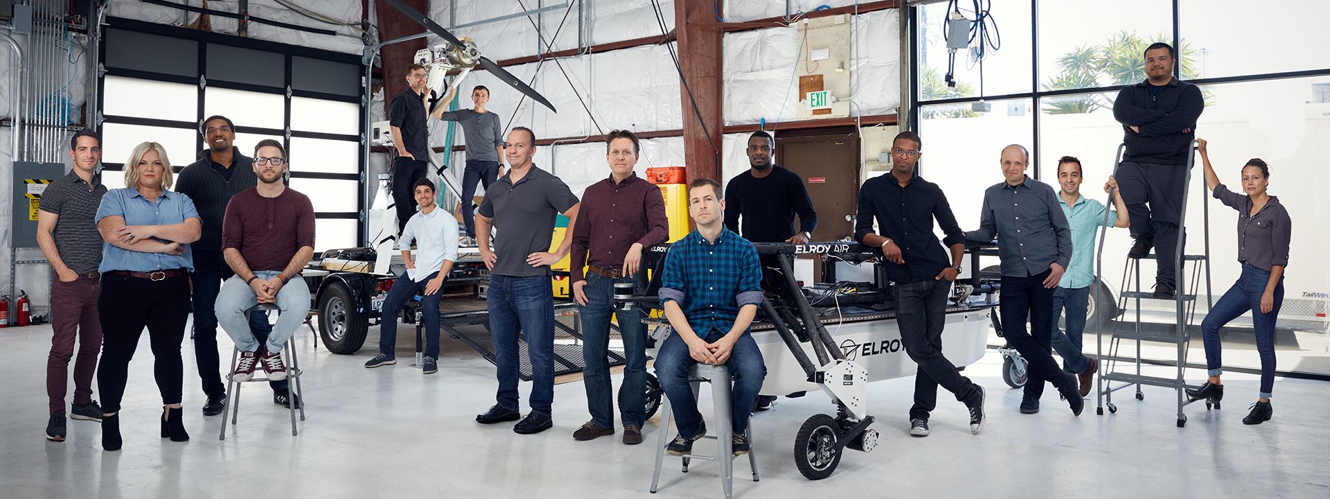 The team photo of Elroy Air shown around various parts of Chaparral.