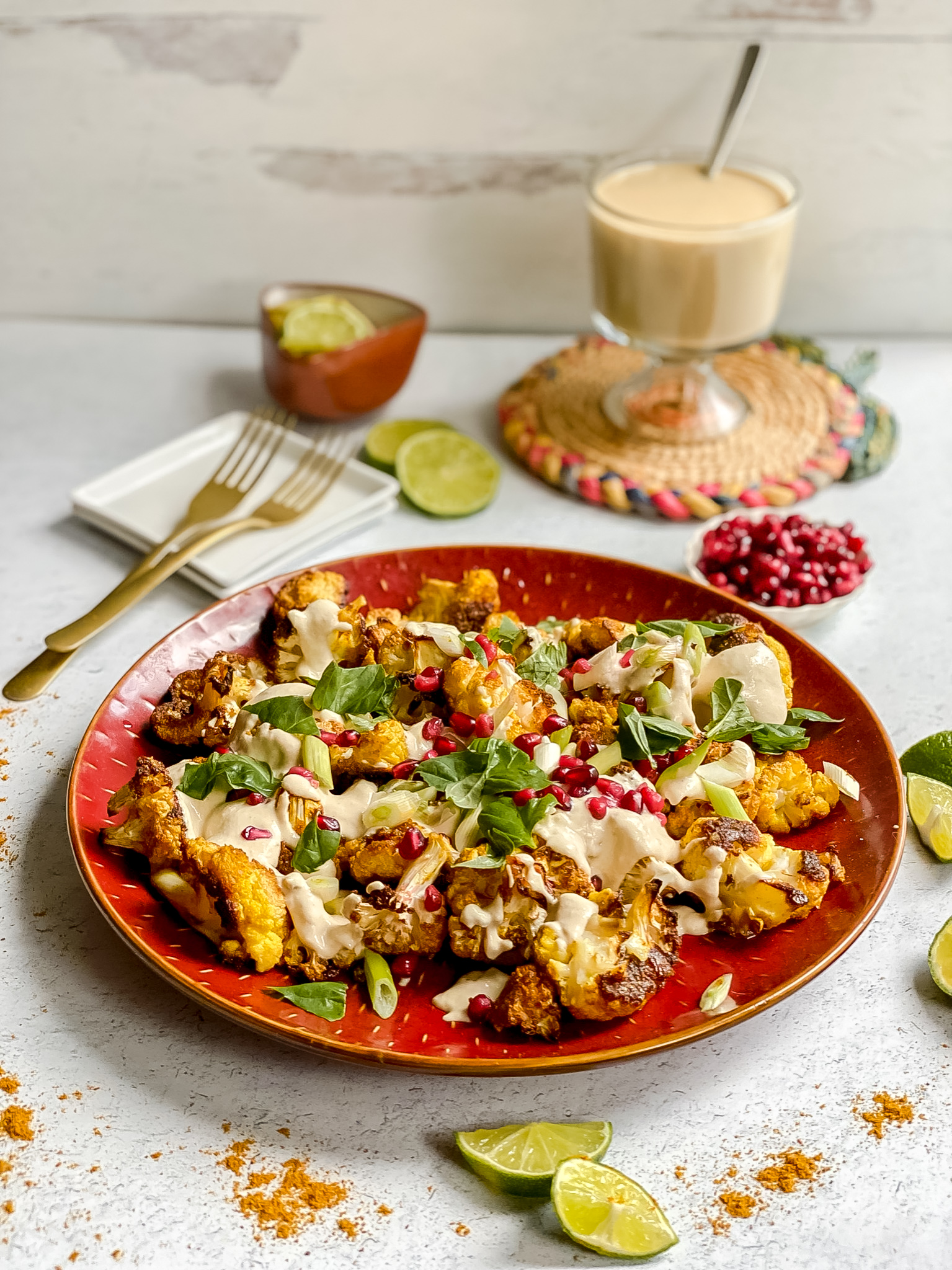 Garam Masala Roasted Cauliflower With Tahini