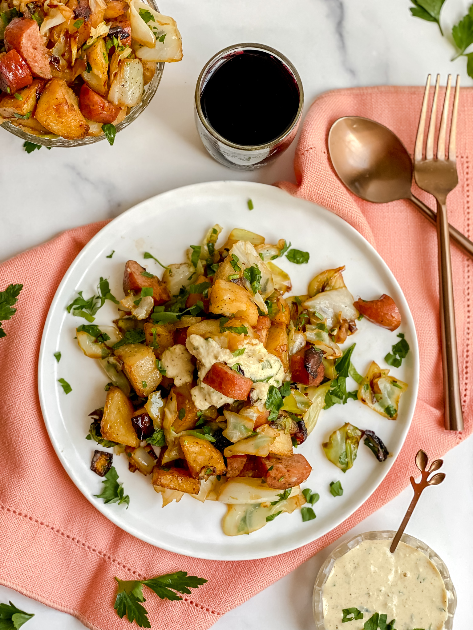 Andouille Sausage, Potatoes, and Cabbage sauté