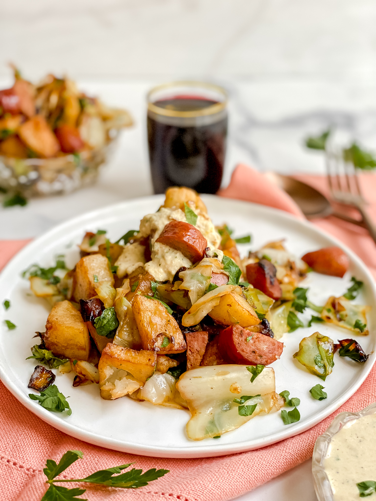 Andouille Sausage, Potatoes, and Cabbage sauté