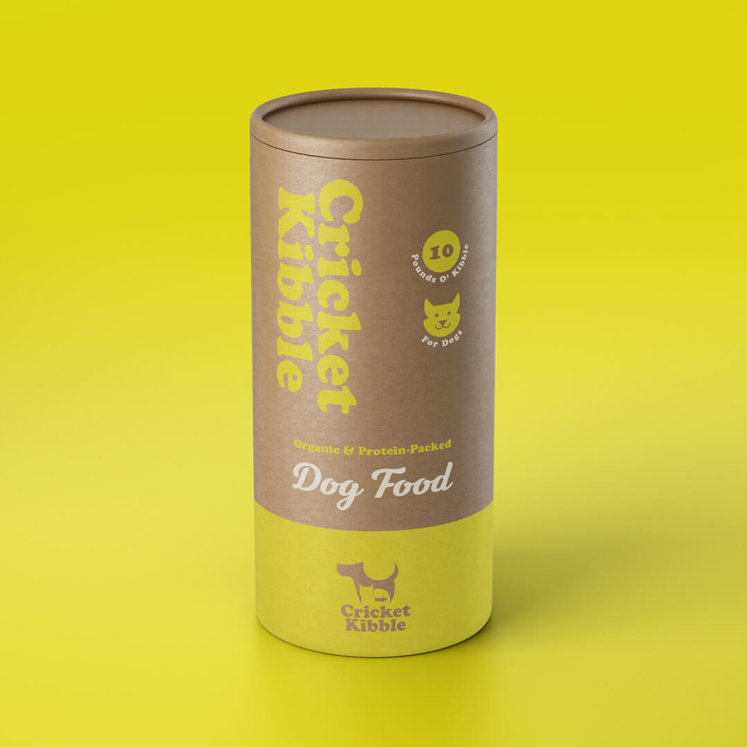 Cricket Kibble front of tube packaging design