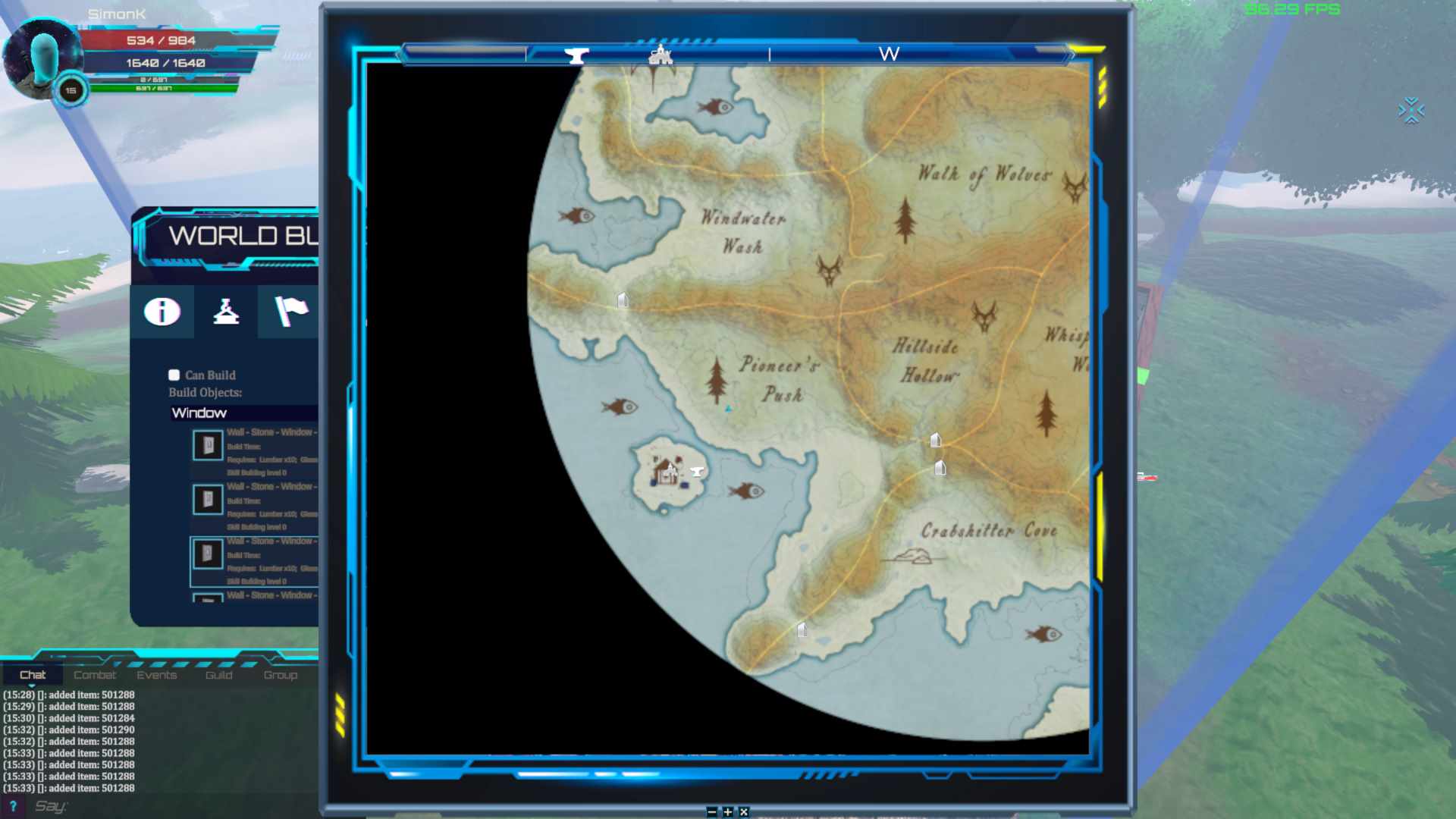 A map takes up half the screen, showing the coast of a continent with its different territories.