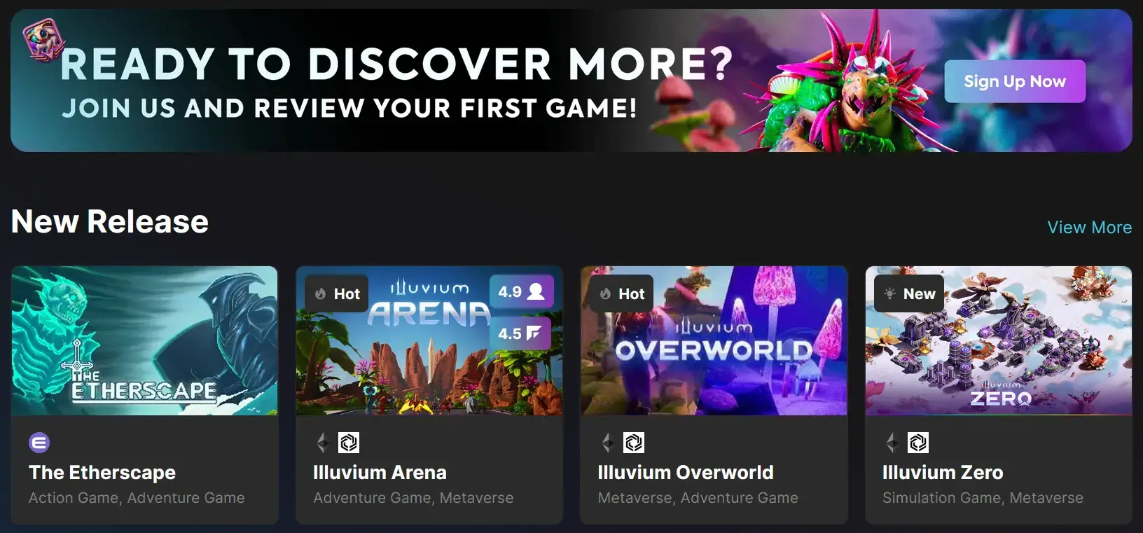 Etherscape, an Enjin-fueled crypto game, makes its mark on the front page of the game platform.