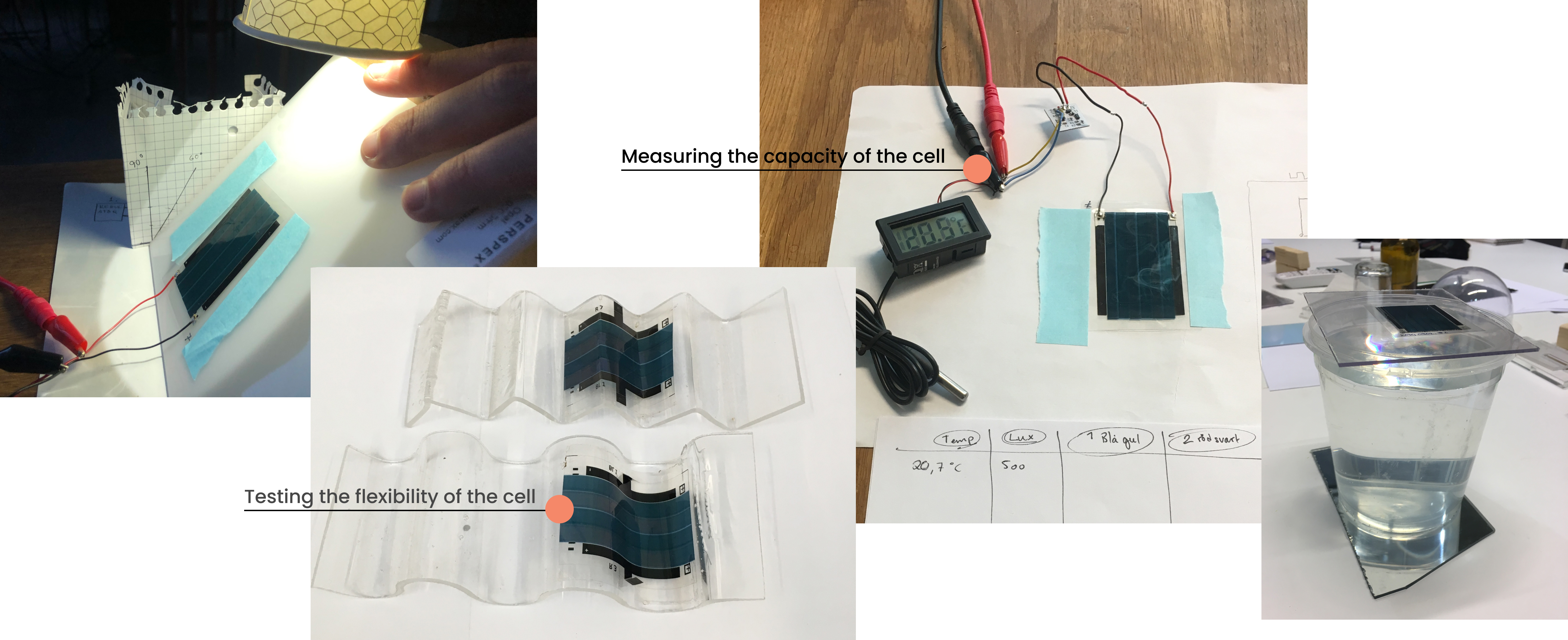 Collection of experiments with the Epishine cells.