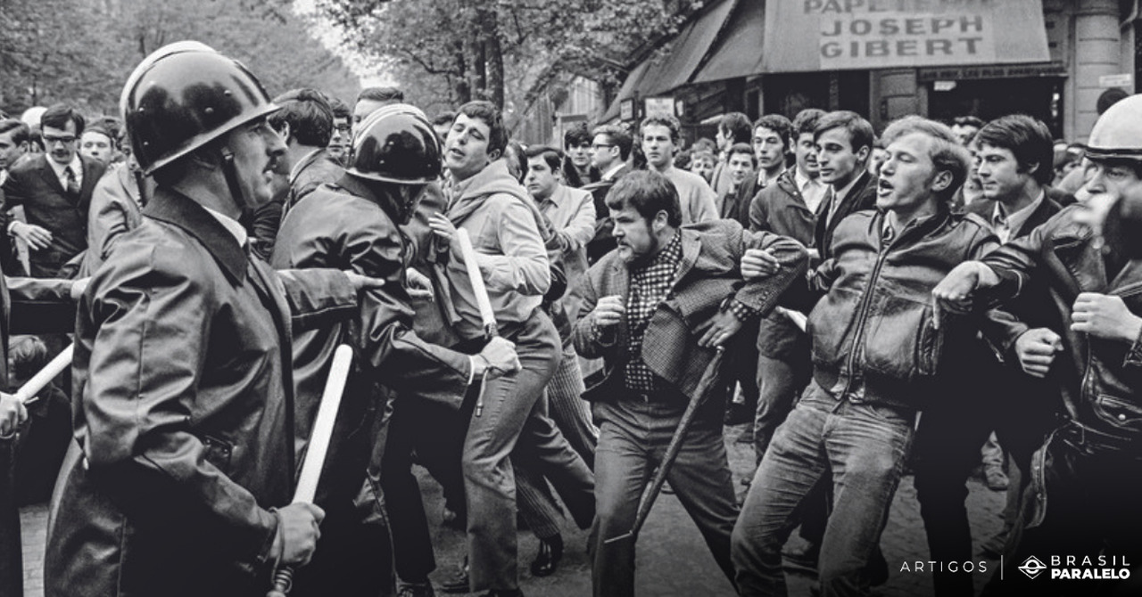 conflito entre policiais e jovens durante a revolução sexual