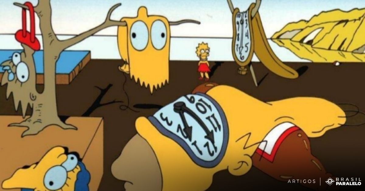 Releitura da obra Persistência da Memória, de Salvador Dalí, feita n’Os Simpsons.