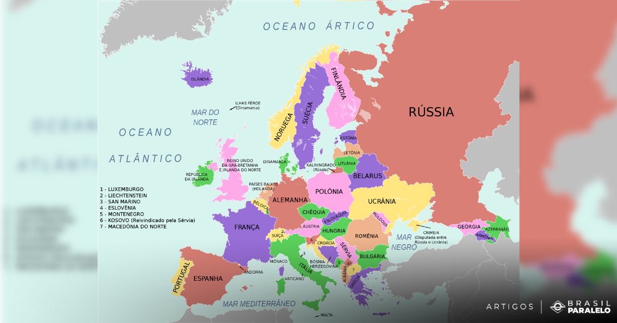 mapa atual da Europa - descobrimento do Brasil