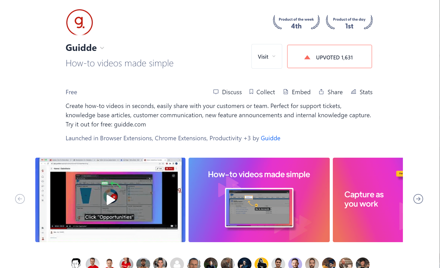 How we got to be 1 Product of the day on Product Hunt Guidde