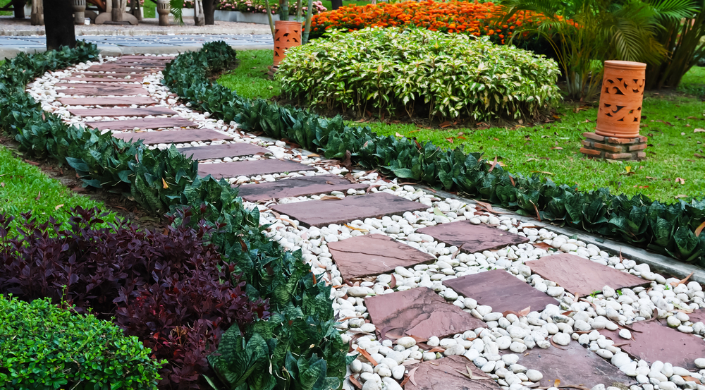 pebble stone walkway
