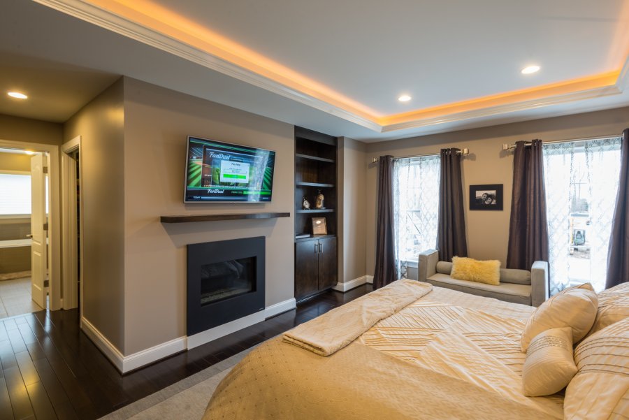 bedroom with a fireplace