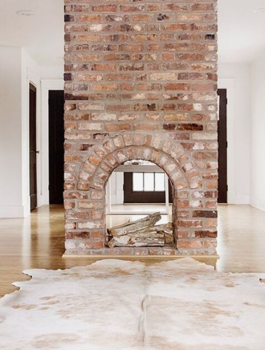 brick 2 sides fireplace