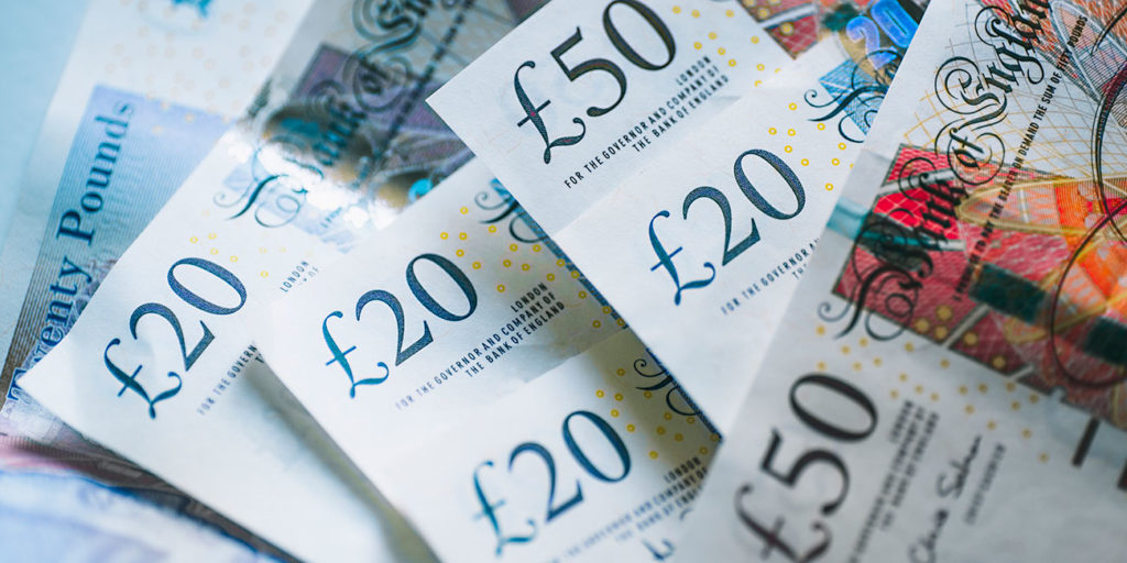 £20 and £50 British Pound banknote bills